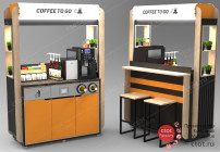 Кофе-модуль с дисп-ами для стаканов (2 шт.) и под салфетки, с освещением, люк НС 1660х2200х616 мм
